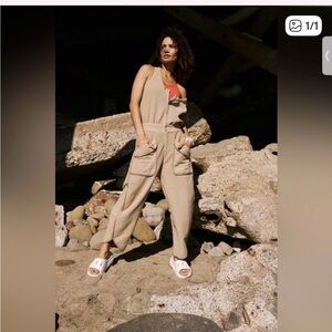 Free people Beige Women's Pocket Jumpsuit - Comfortable Casual Style
